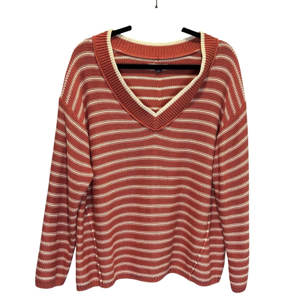 American Eagle Pink & Cream Striped Oversized Sweater - size Small